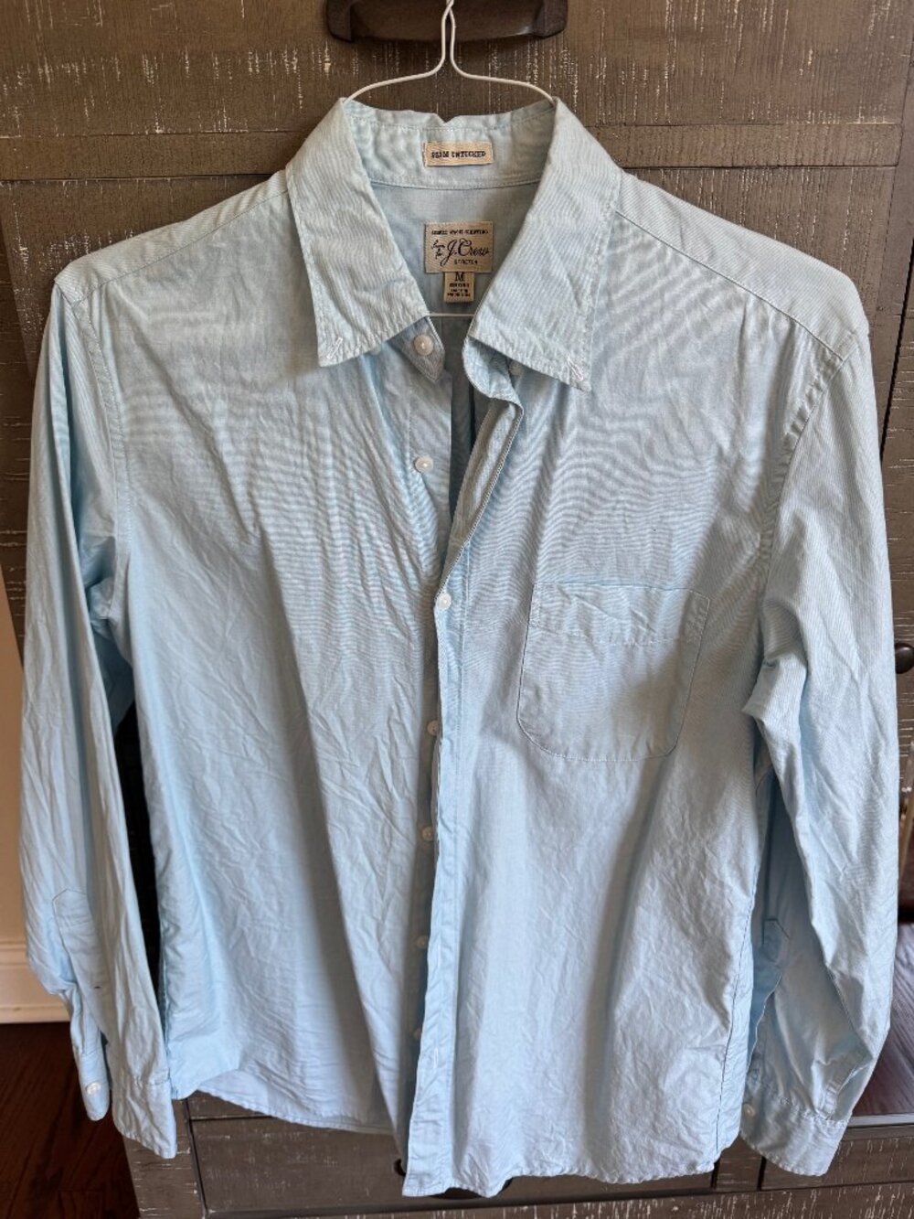 J.Crew Secret Wash Stretch Slim Untucked Blue Shirt Medium Short